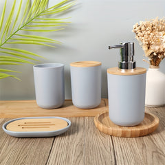 4-Piece 350ml Bamboo Bathroom Toiletries Set