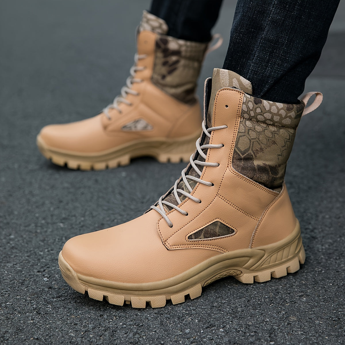 Men's High Top Tactical Work Boots Non Slip Durable Outdoor Hiking Boots