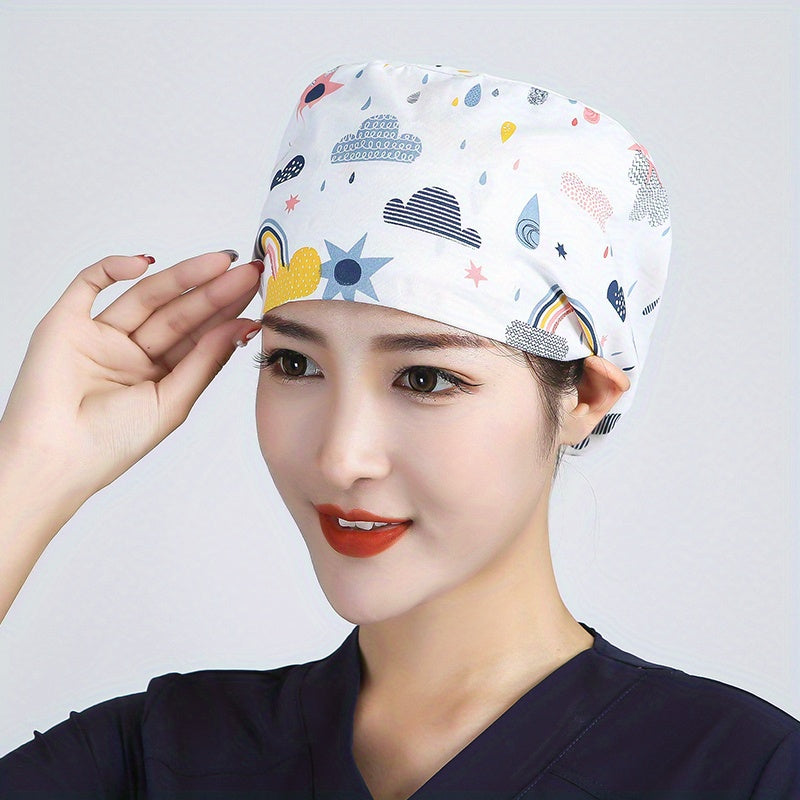 Cartoon Cotton Work Cap Button Nurse Scrub Hat