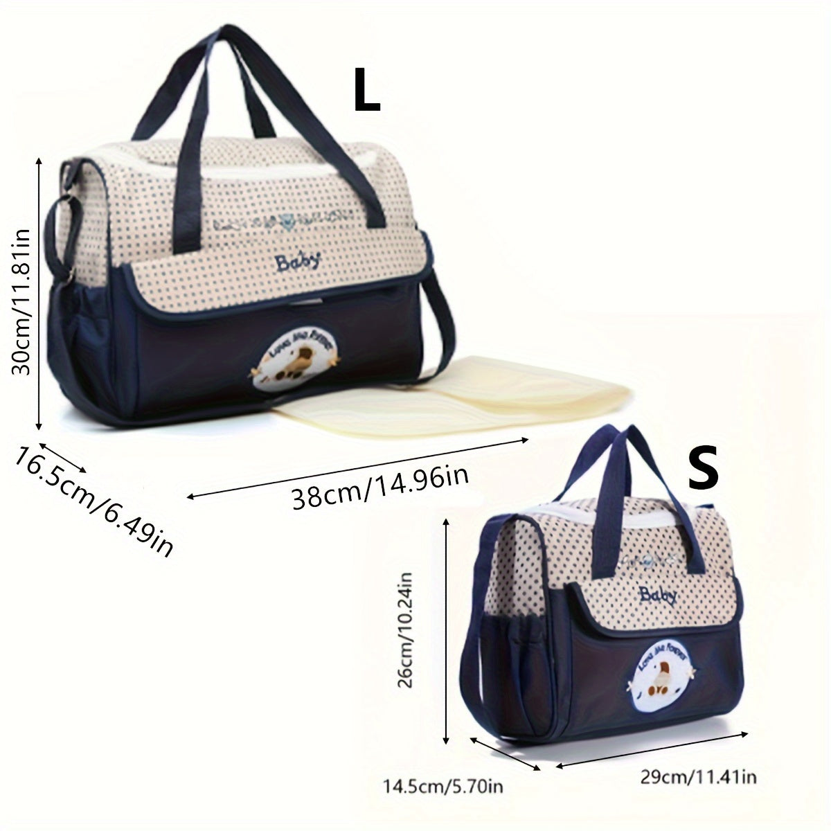 Functional Large Capacity Mommy Tote Bag Lightweight Polyester Diaper Bag