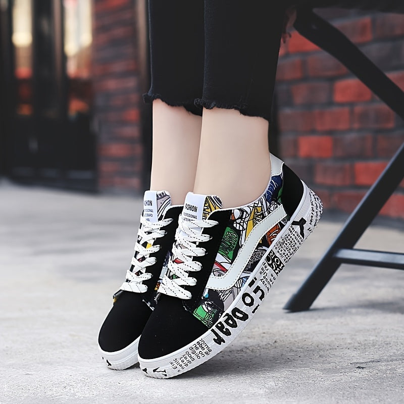 Women's Lace Up Canvas Board Sneakers Lightweight Low Top Sports Shoes