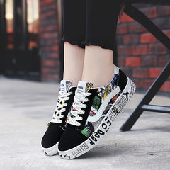 Women's Lace Up Canvas Board Sneakers Lightweight Low Top Sports Shoes