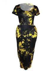 Sexy Tie Dye Cut Out Bodycon Dress