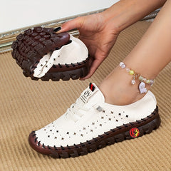 Women's Hollow Out Lace Up Sneakers Soft Sole Shoes
