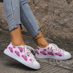 Halloween Pink Pumpkin Print Flat Skate Shoes