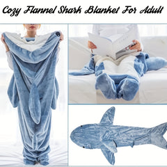 Shark Shaped Blanket Soft Flannel Wearable Blanket