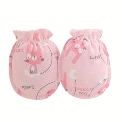 6 Pairs Newborn Cotton Cartoon Mittens for Infant Baby Girls and Boys