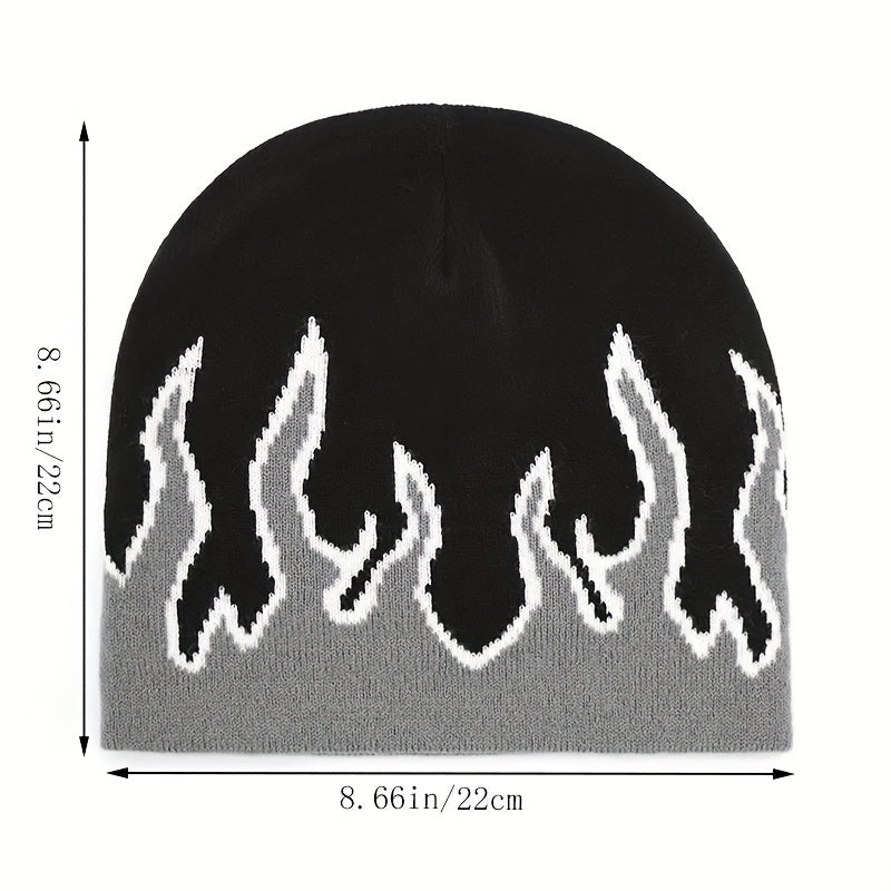 Flame Pattern Knitted Hat for Men and Women