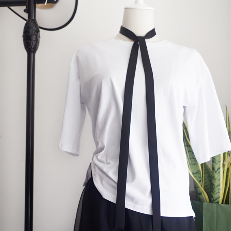 Silky Female Bow Tie Thin Ribbon Neckerchief Silk Tie