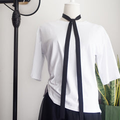 Silky Female Bow Tie Thin Ribbon Neckerchief Silk Tie