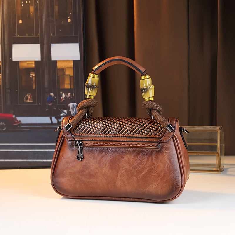 Vintage Floral Embossed Women's Handbag Brown Crossbody Bag