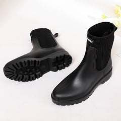 Women's Waterproof Medium Tube Rain Boots Solid Non slip Outdoor Work Shoes