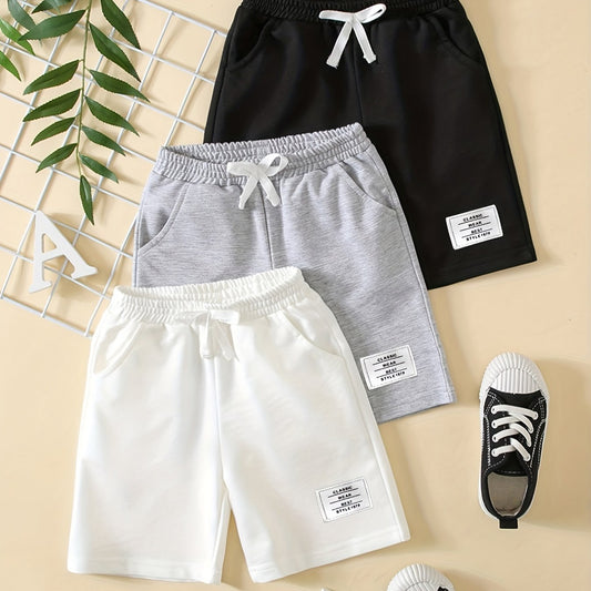 3pcs Letter Tab Print Boys Comfortable Creative Shorts