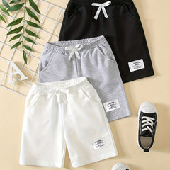 3pcs Letter Tab Print Boys Comfortable Creative Shorts