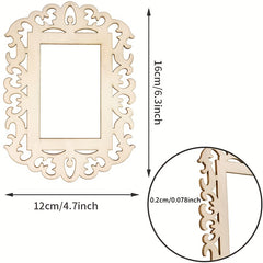 12 Pcs Wooden Picture Frames For Crafts And DIY Ornaments