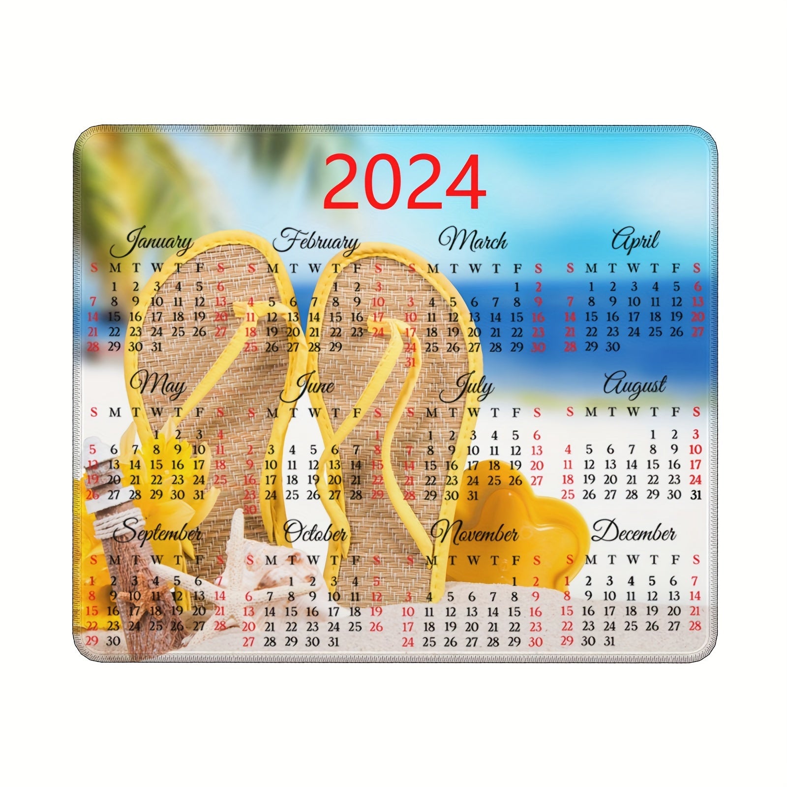 Calendar Mouse Pad with Stitched Edge Non Slip Base