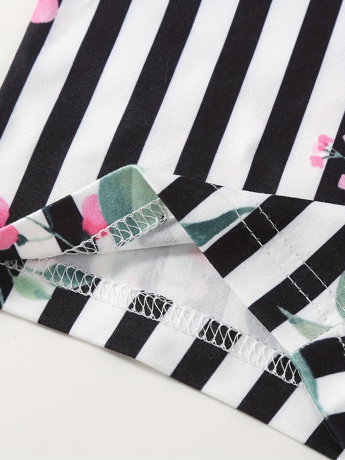 Girls' Striped Flower Print Thin Casual Shorts