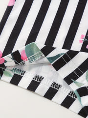 Girls' Striped Flower Print Thin Casual Shorts