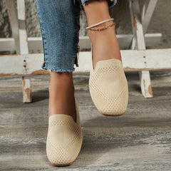 Women's Breathable Knit Flat Shoes Lightweight Closed Toe Slip On Shoes
