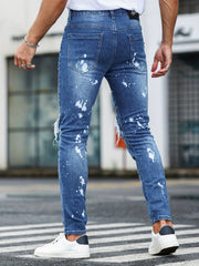 Slim Fit Ripped Jeans Mens Casual Street Style Denim Pants