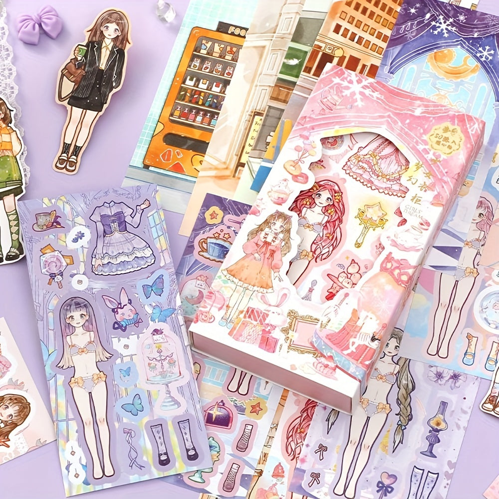 Adorable Girl Dress up Stickers for Crafts & Decoration