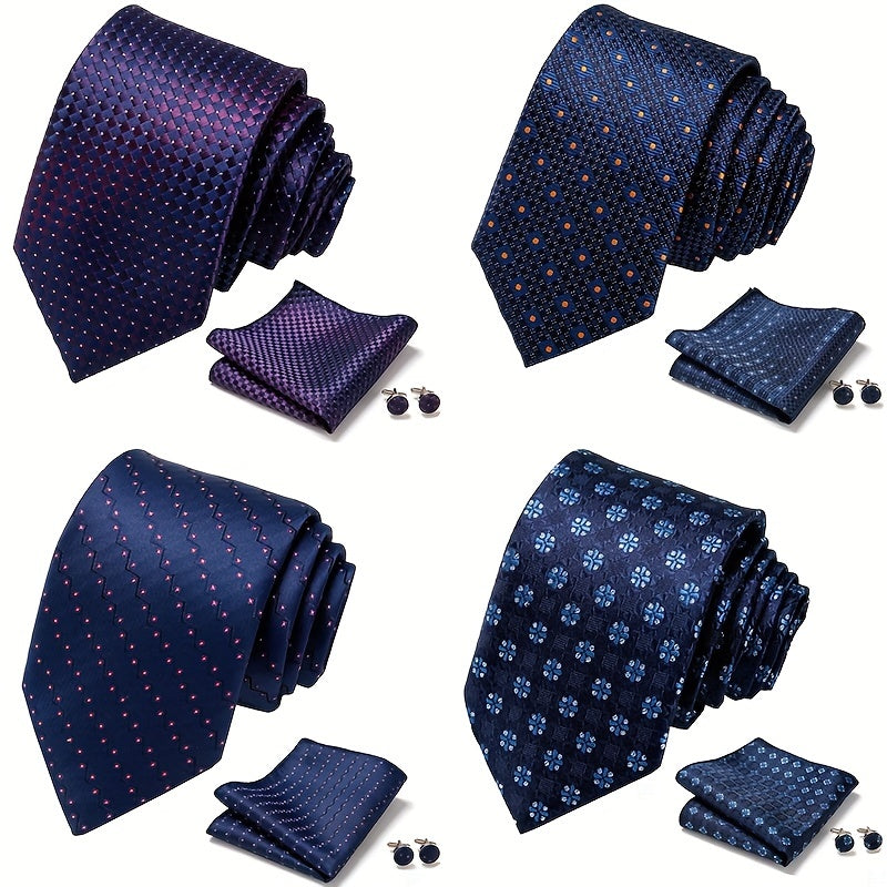 3pcs Polka Dot Tie Handkerchief Set Classic Men's Necktie