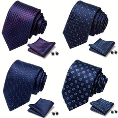 3pcs Polka Dot Tie Handkerchief Set Classic Men's Necktie