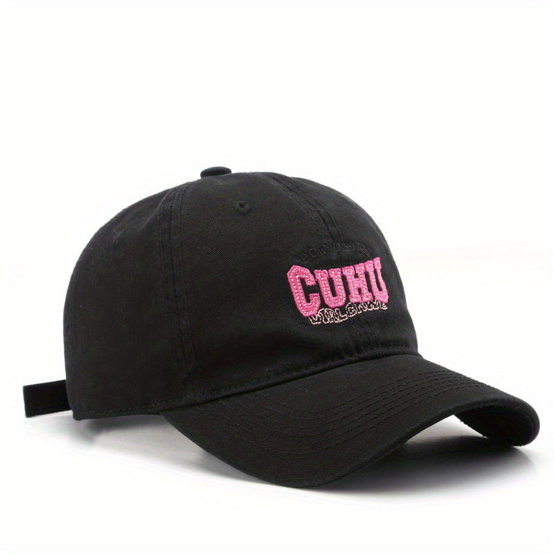 Washed Letters Embroidered Peaked Cap Sunscreen Baseball Cap