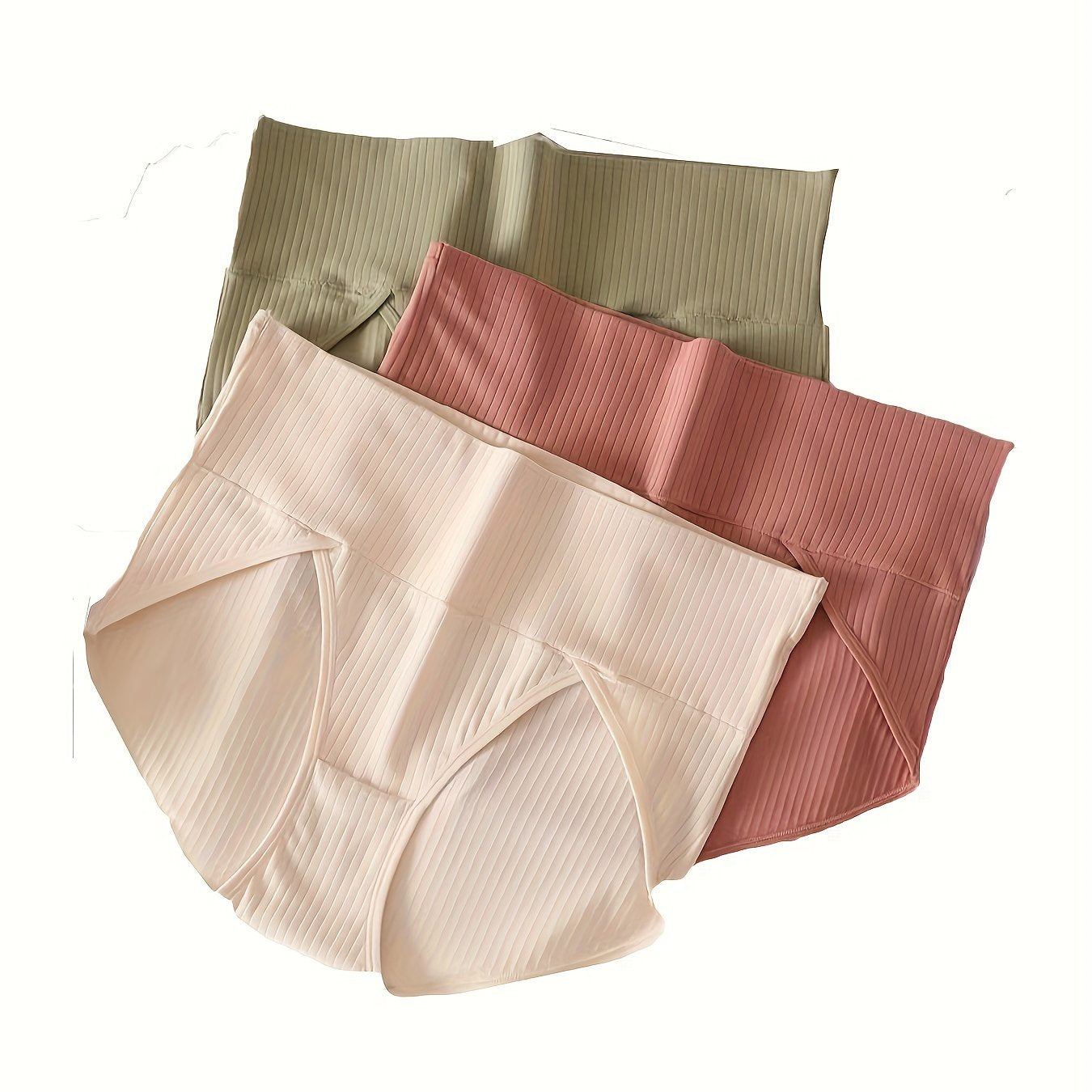 3 Pack Plus Size Briefs Set Solid Wide Waistband Seamless High Rise