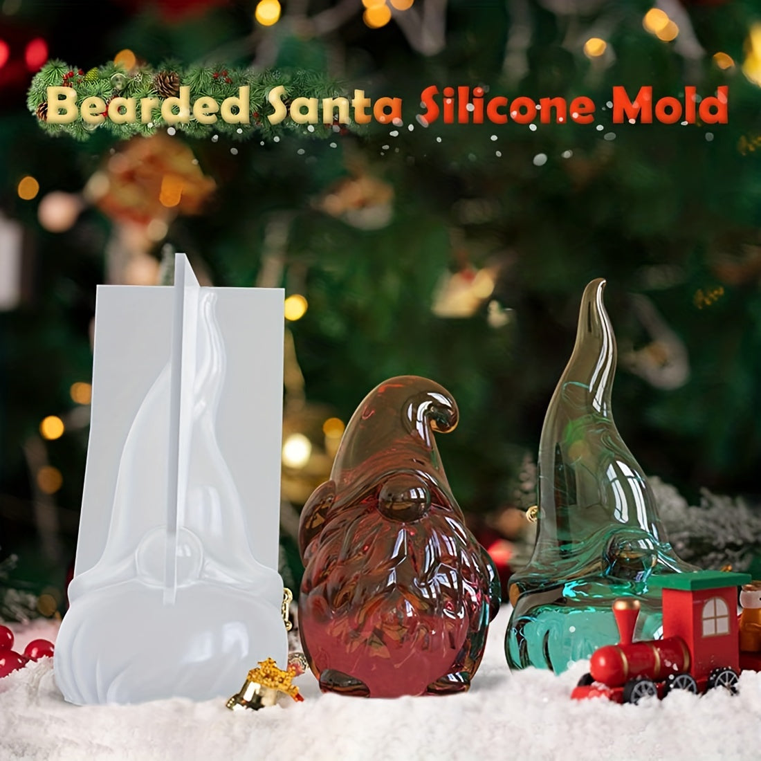 2 Christmas Candle Making Molds - Santa & Gnome Silicone Mold
