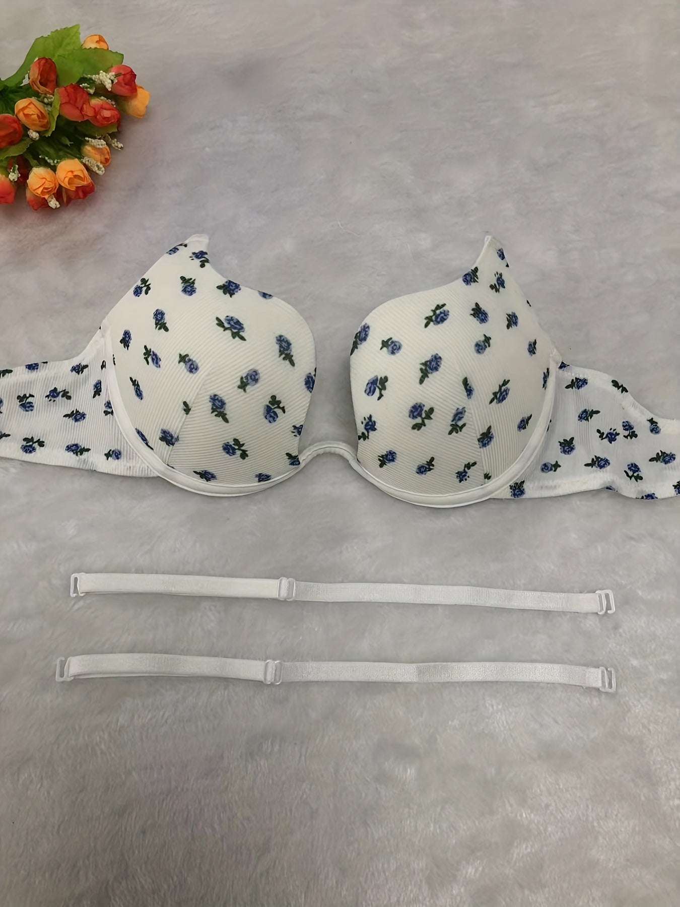 Floral Pattern Scoop Bras Comfortable Intimates Women's Lingerie