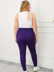 Women's Plus Pearl Button Slim Fit Denim Pants