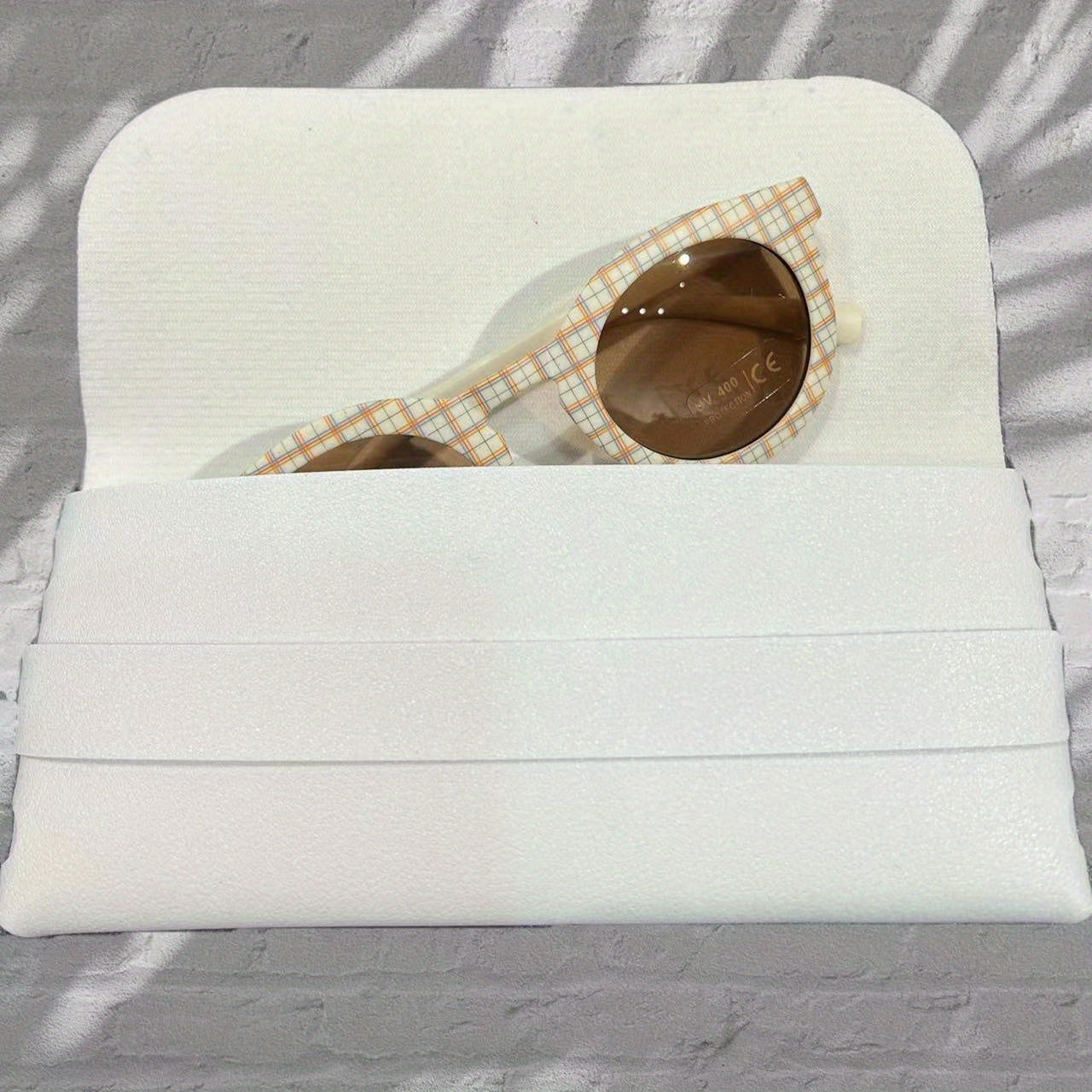 Striped Plaid Pattern Round Sunglasses UV Protection