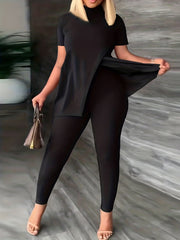 Casual Two piece Set Short Sleeve Tee & Slim Pants Outfits