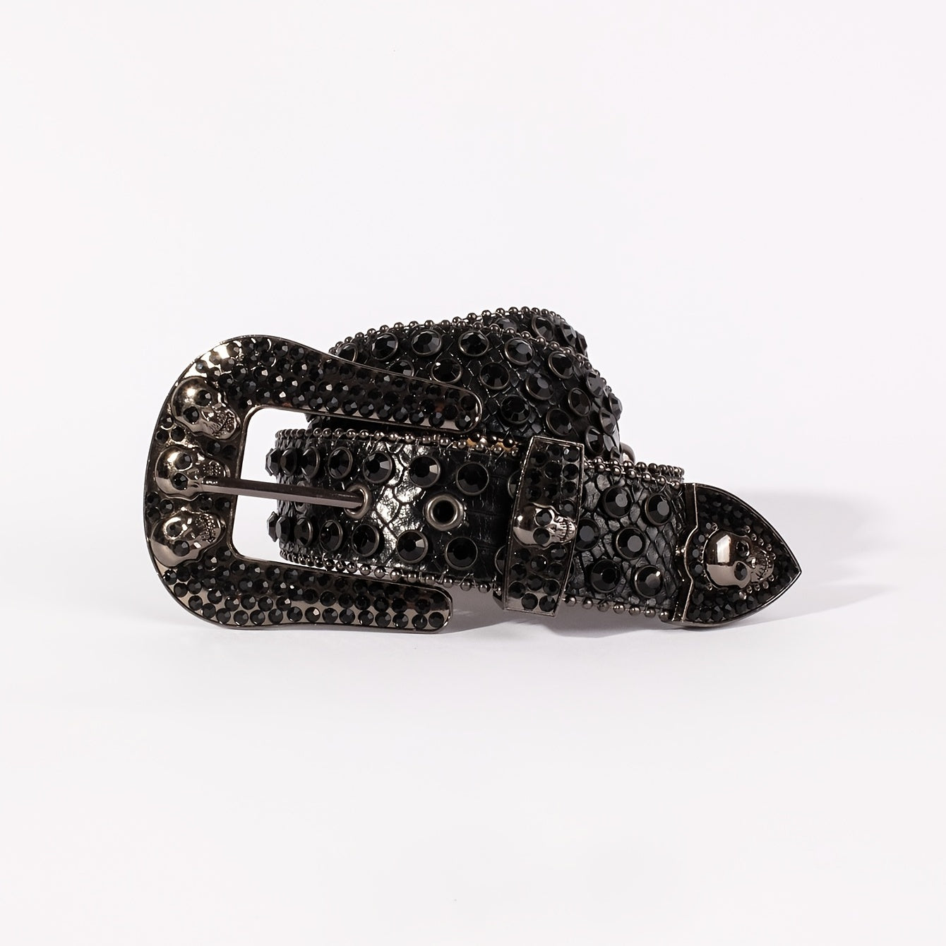Rhinestone Men's Skull Western Belt Metal Buckle Punk Jeans Pants