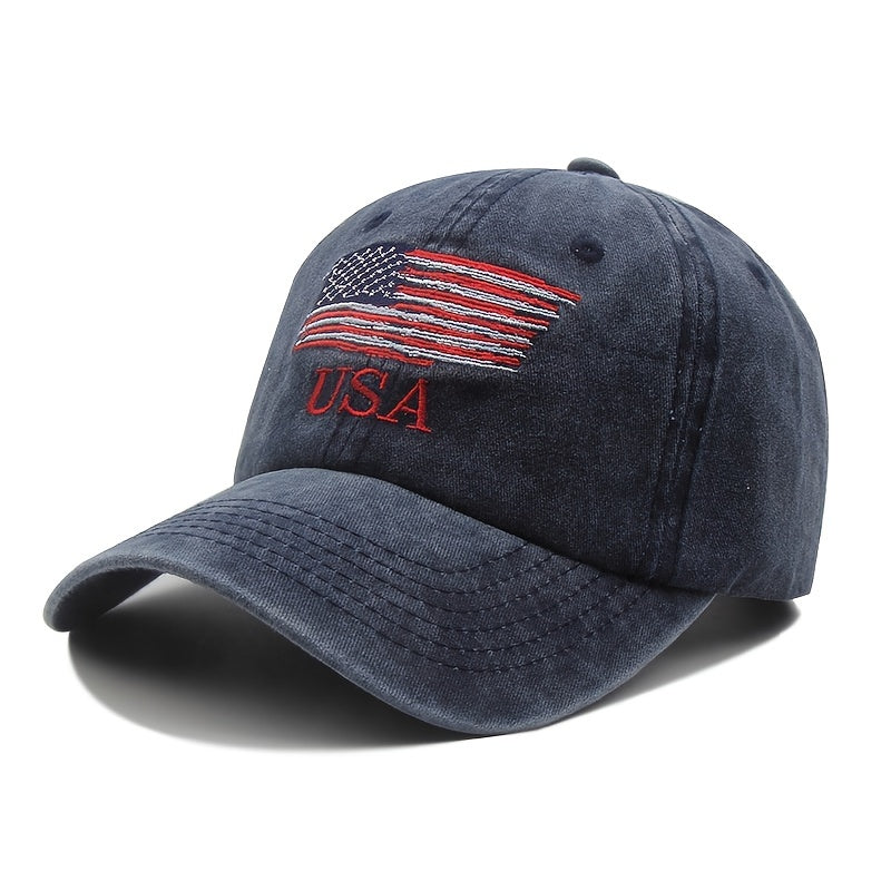 Vintage American Flag Embroidered Baseball Cap Adjustable Trucker Cap