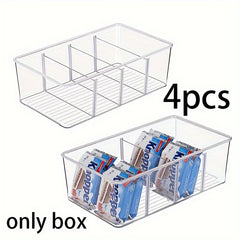 4pcs Divided Storage Box Desktop Convenience Clear
