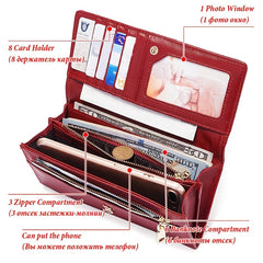 HUMERPAUL Women's Red Leather RFID Blocking Wallet