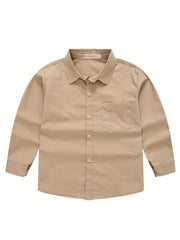 Boys Long Sleeves Button Down Shirt Tops Preppy Style