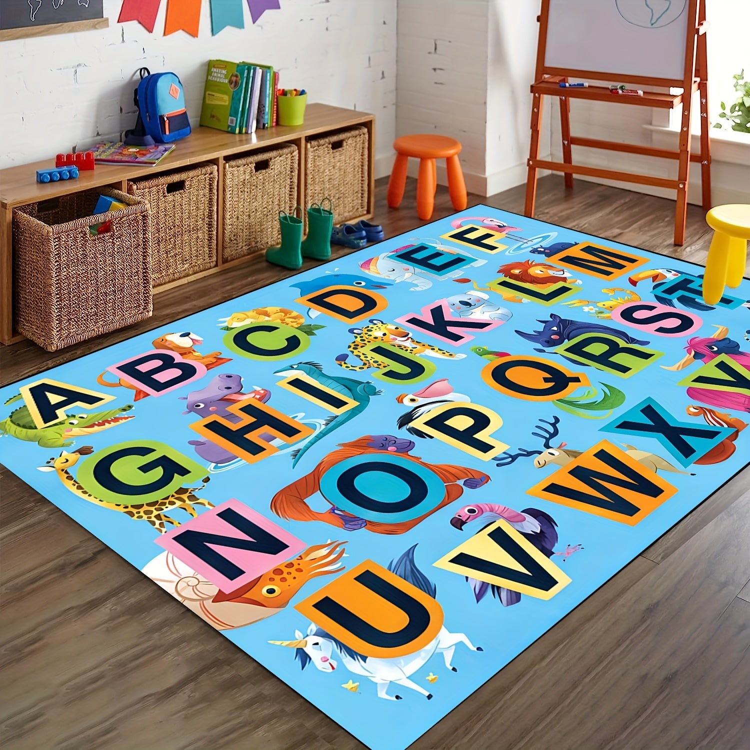 Educational Play Mat for Kids ABC Numbers Animals Non Slip Machine Washable