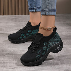 Women's Knit Socks Sneakers Lace Up Arch Support Running Shoes