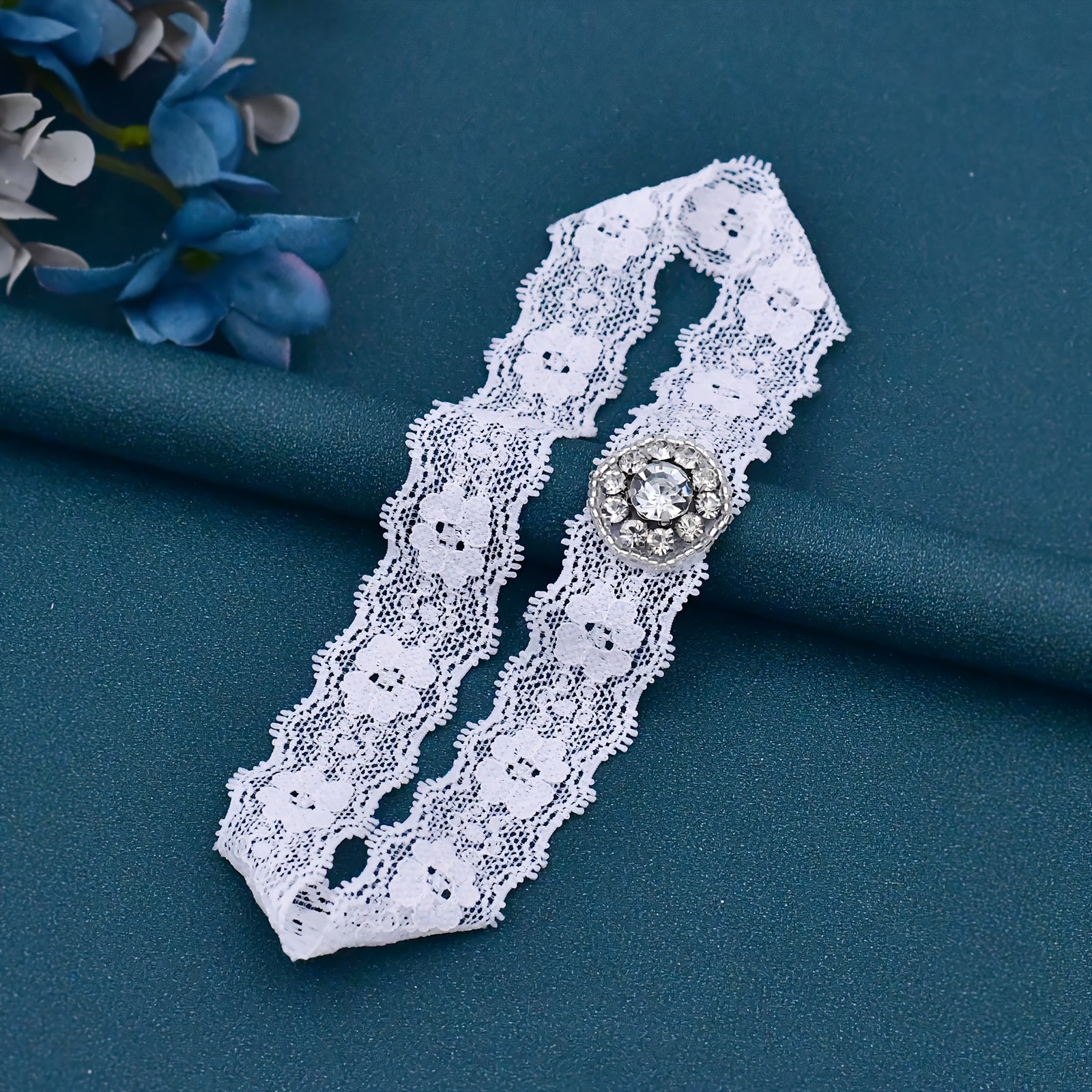 Lace Leg Garter Belt with Rhinestones - Sexy Lingerie Accessory