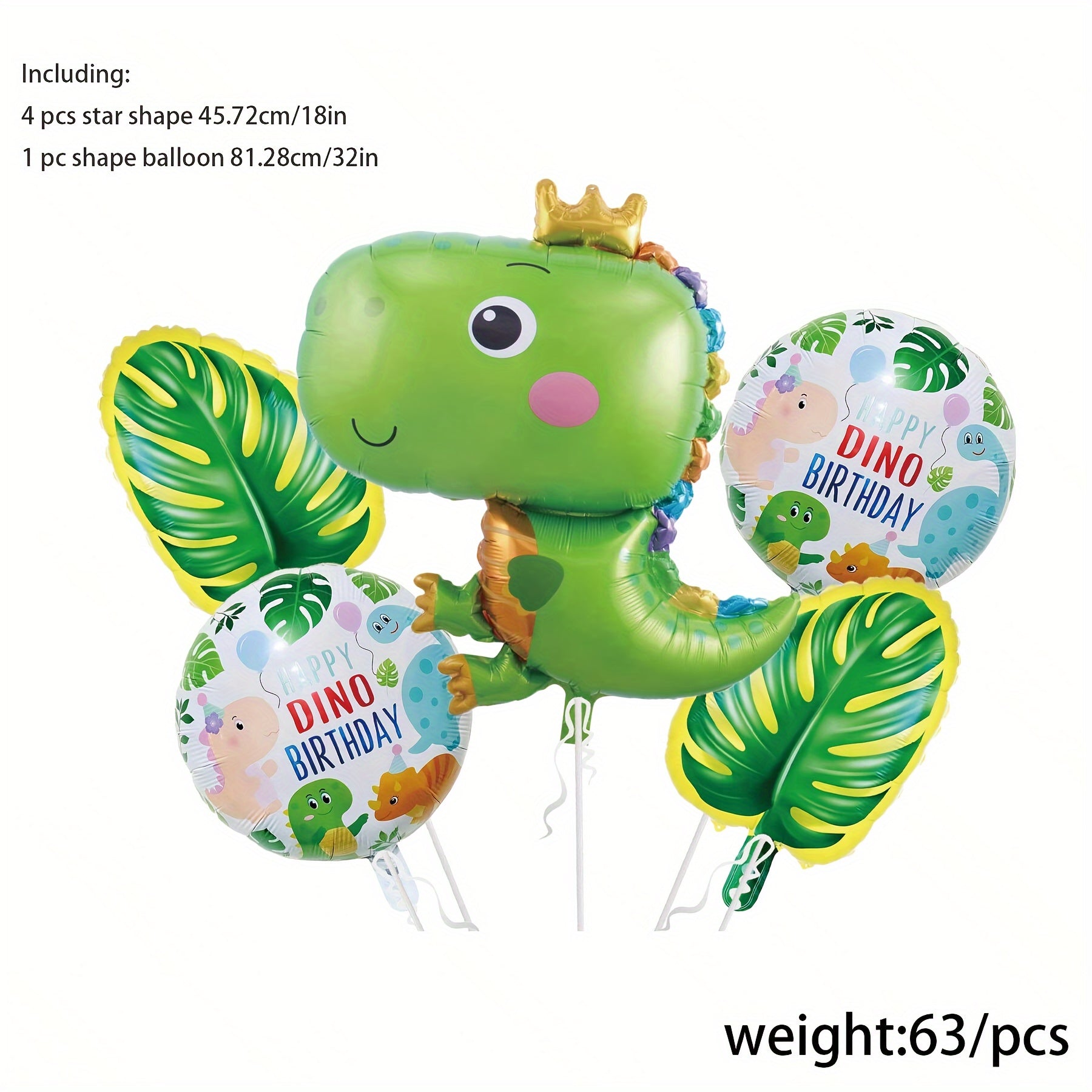5pcs 3D Dinosaur Balloons Party Decor Aluminum Film Dragon Gift Inflatable Balls