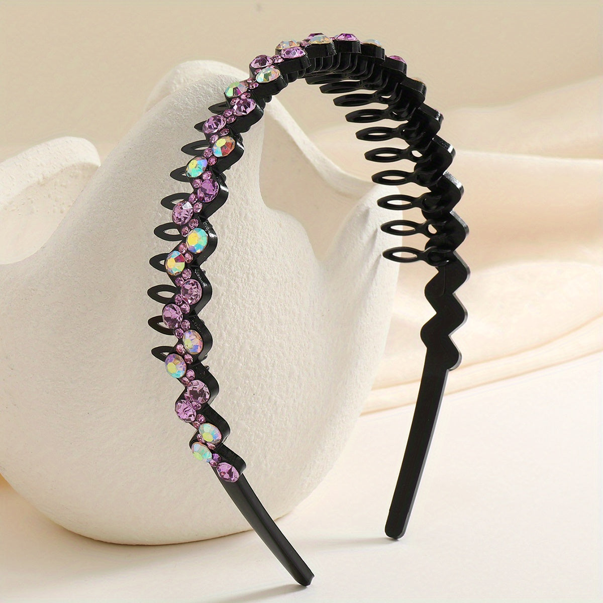 Wave Rhinestone And Crystal Teeth Comb Headband For Women