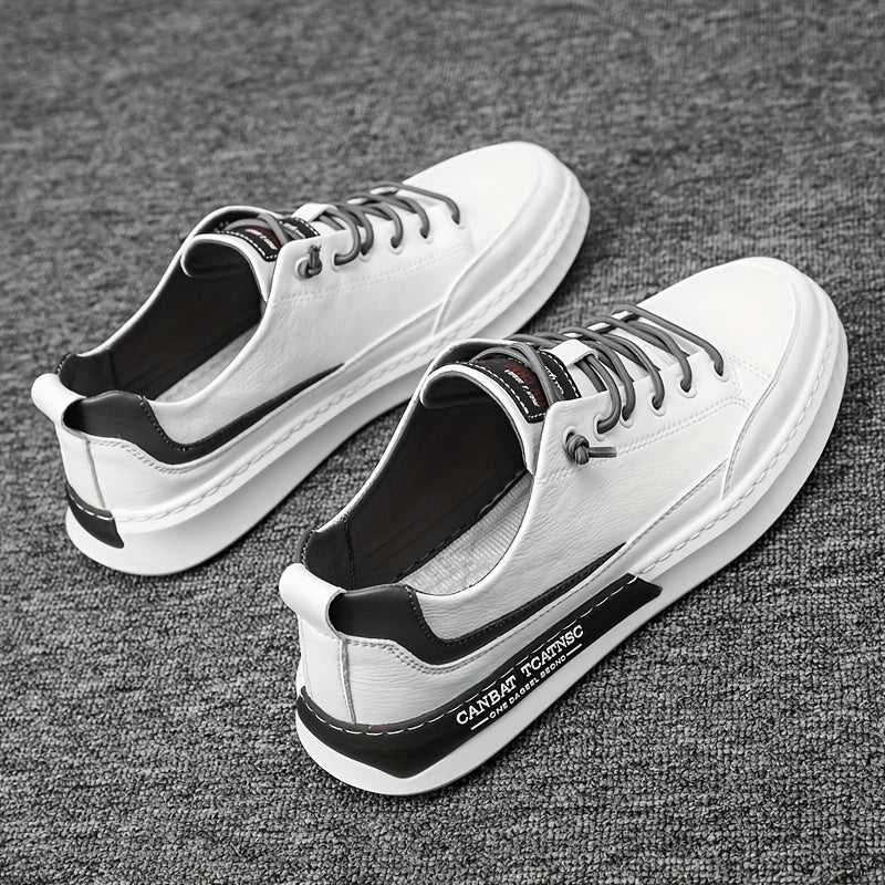Men's Slip On Leather Skate Shoes Walking Sneakers