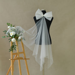 Large Bow Bride Veil Nylon Wedding Accessory Stylish Gowns Decor