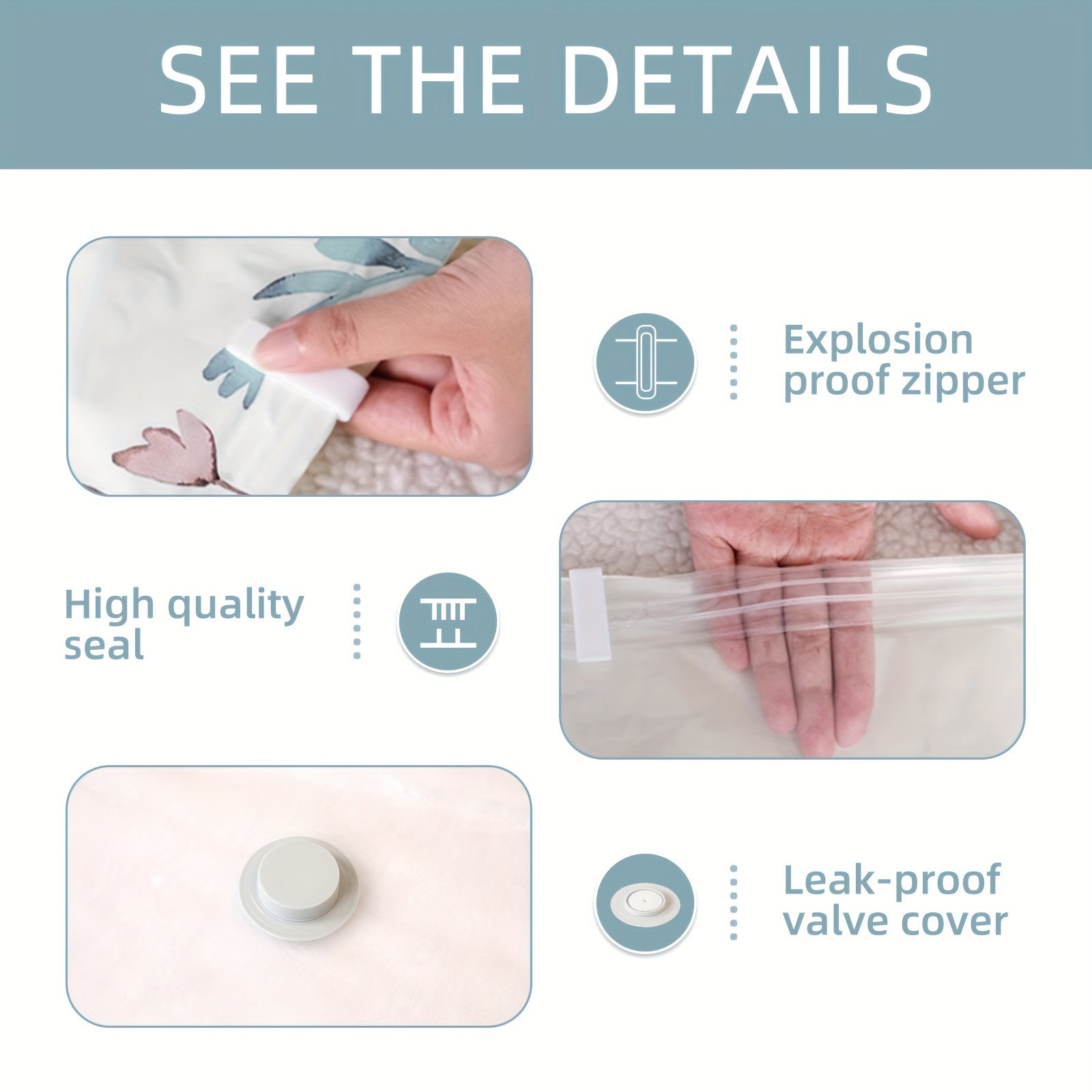 6pcs Vacuum Compression Storage Bag for Clothes Blankets Shirts