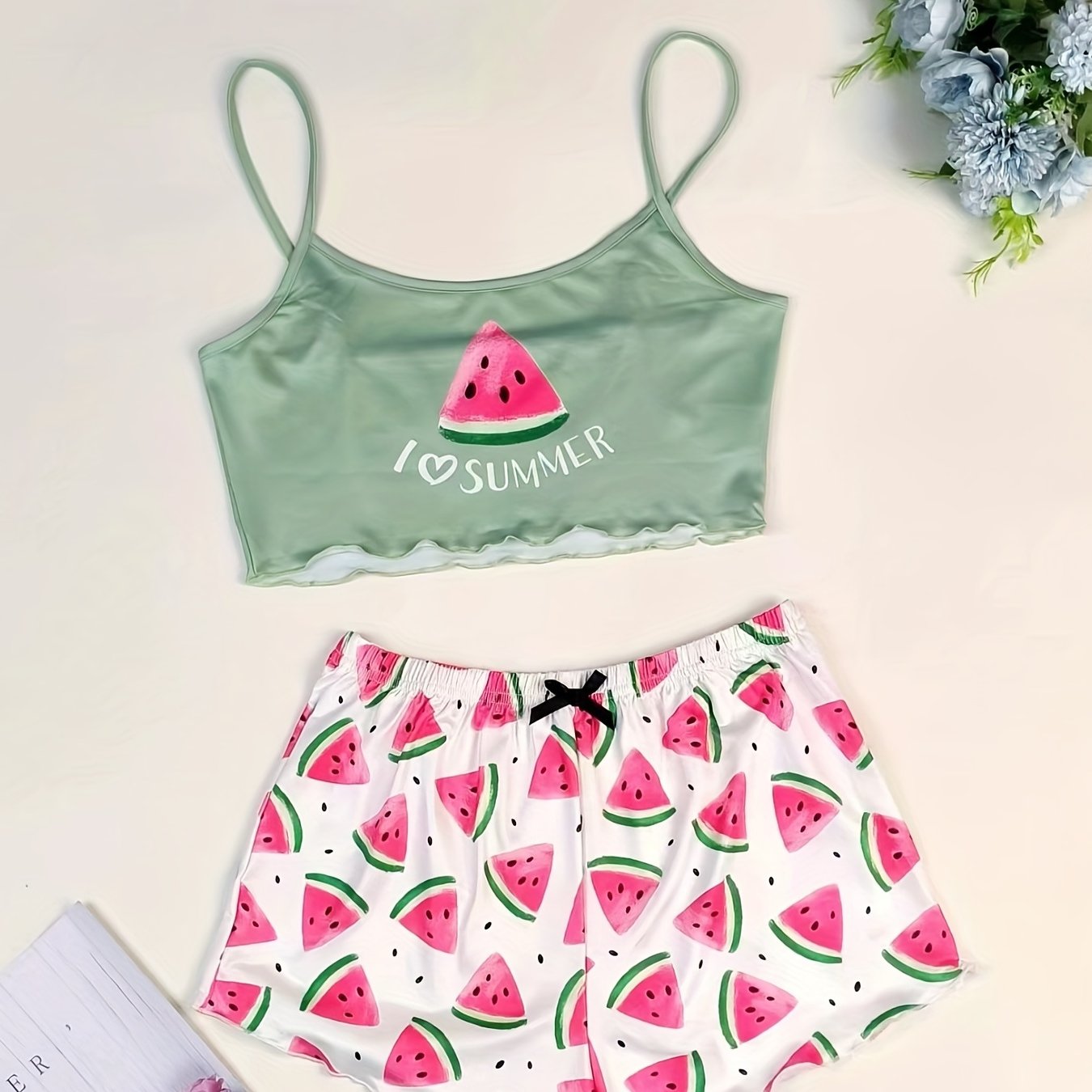 Watermelon Print Pajama Set for Women