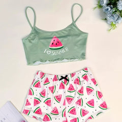 Watermelon Print Pajama Set for Women