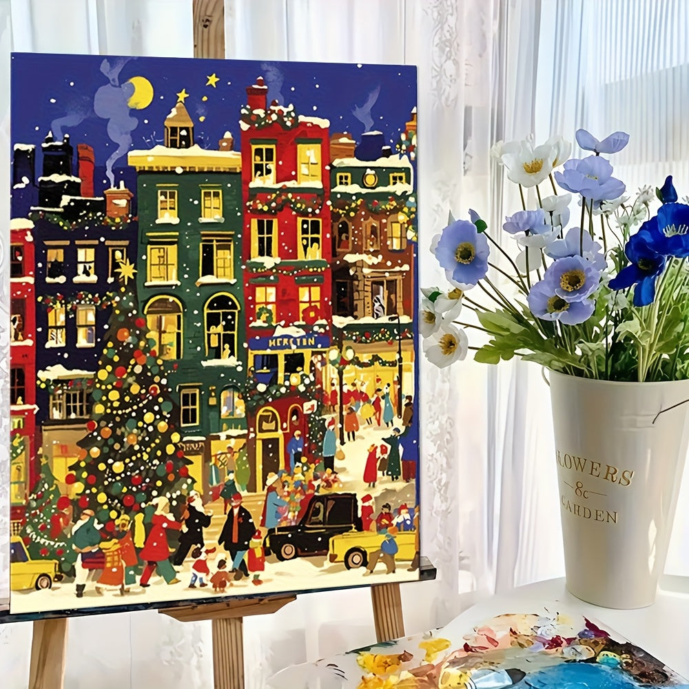 Christmas Town Street Scene Painting Set - Ideal Gift and Home Decor